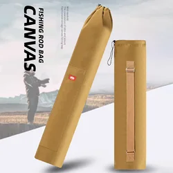 Fishing Rod Bag Canvas Foldable Outdoor Fishing Rod Shoulder Bag Fish Pole Lure Tools Storage Waterproof Handbag Case Sports