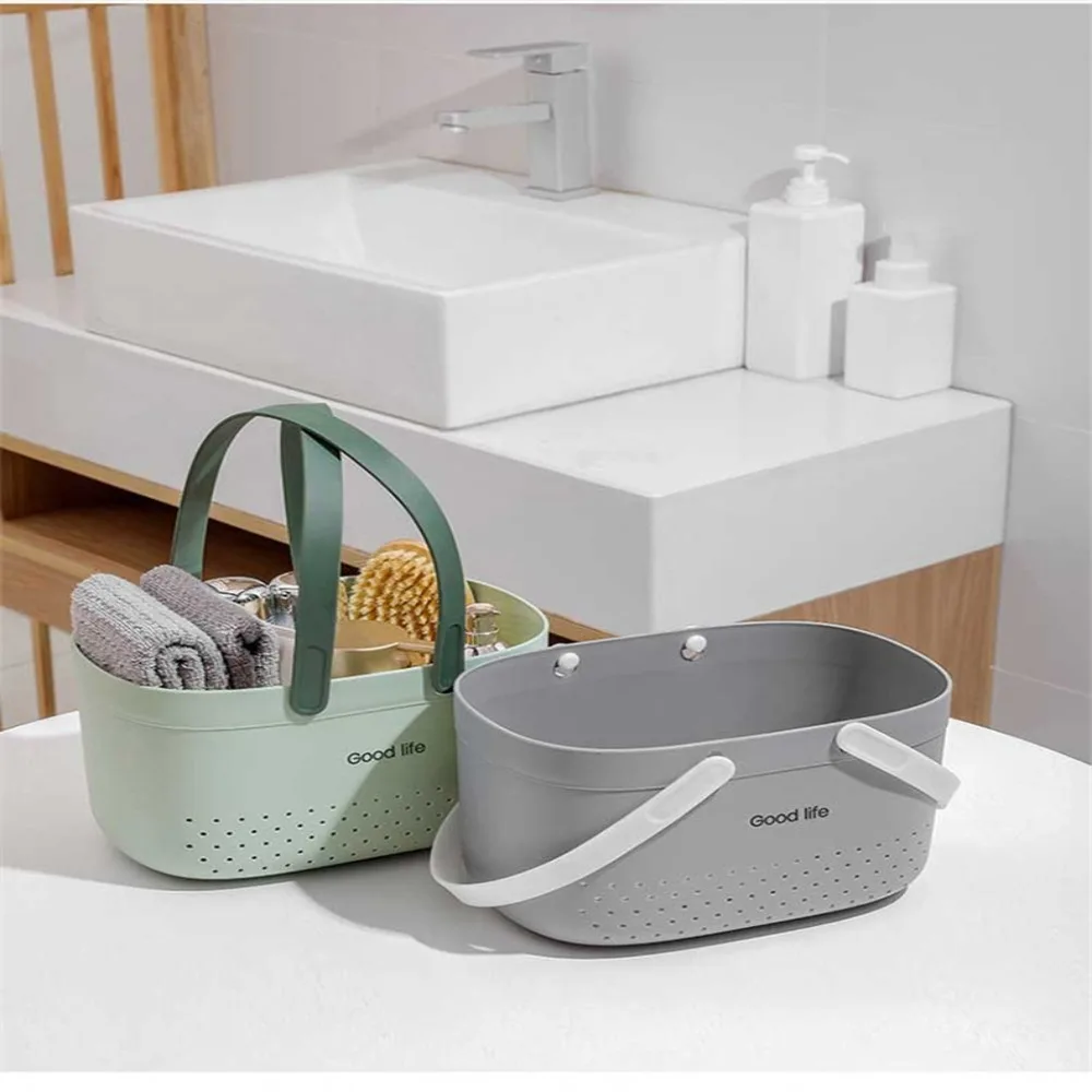 Plastic Wash Basket New Portable Silicone Handheld Bath Basket Space Saving Large Capacity Sundries Storage Basket