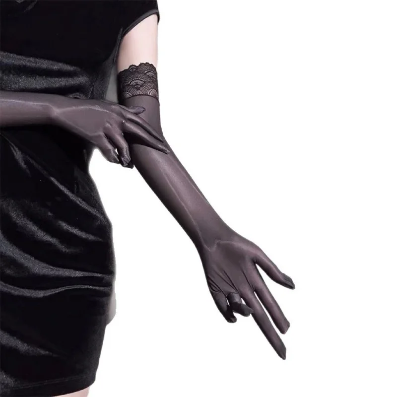 

Сексуальные глянцевые перчатки Rose Cloud с кружевной отделкой для мужчин, ультратонкие, разноцветные, с эффектом сияния