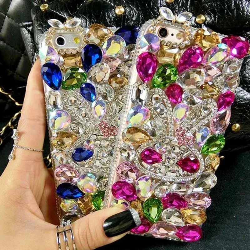 Custodia per telefono con strass di cristallo Bling, coniglio con diamanti, Cover per Xiaomi Redmi 13C 12C 13R Note 11 13 12 Pro Plus