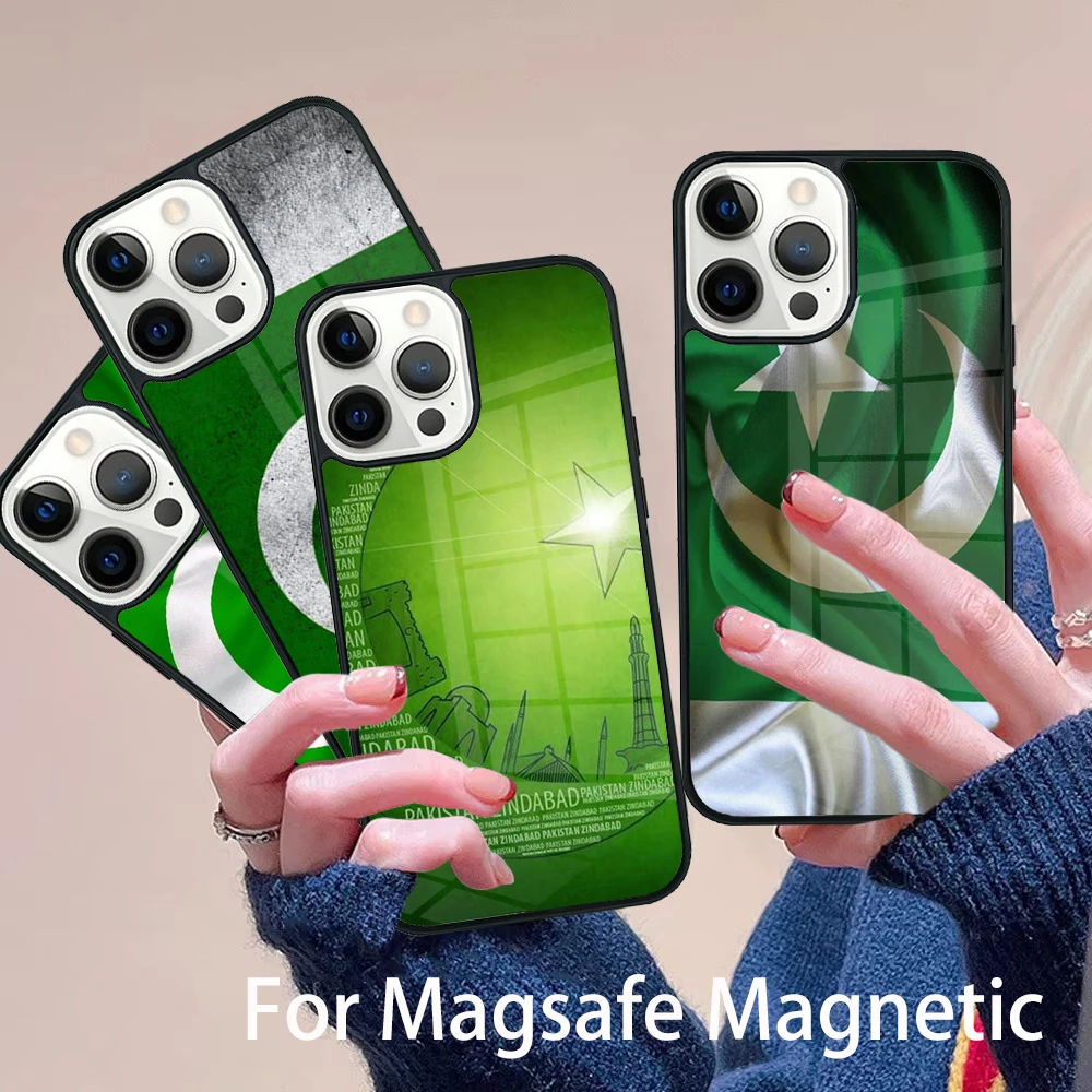 باكستان العلم جراب هاتف ل Magesafe المغناطيسي اللاسلكي تهمة غطاء آيفون 17 الهواء 16e 11 12 13 14 15 برو ماكس زائد