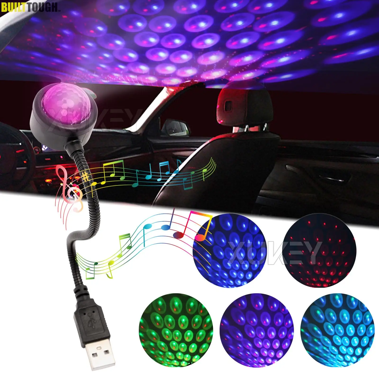 1x Car Roof Night Light Portable USB Flexible Interior Show Atmosphere Star Night Projector for Car Decor Ceiling Bedroom Party