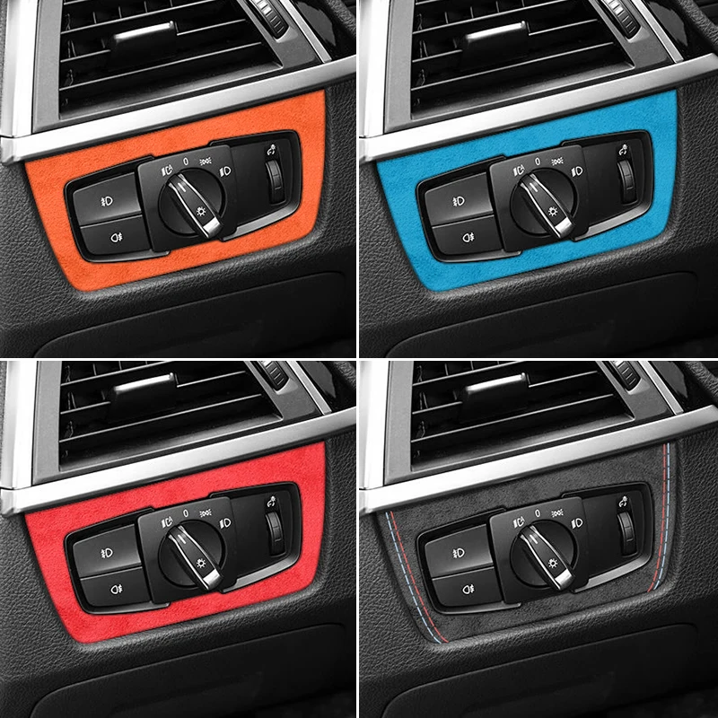 For BMW F30 F32 F34 (2013-2019) Top Suede Car Headlight Switch Control Panel Trim Frame Sticker Car Interior Tuning Accessories