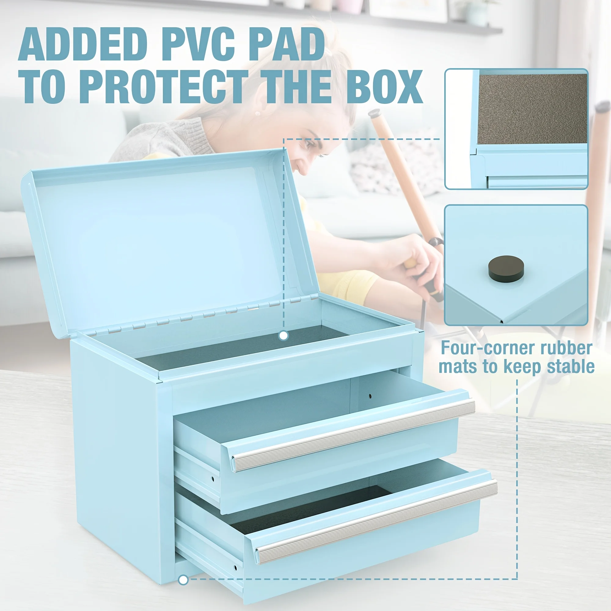 2026 Mini Metal Toolbox with 2 Drawers And Top Storage Space, Garage Storage Cabinet, Hardware Tool Organizer