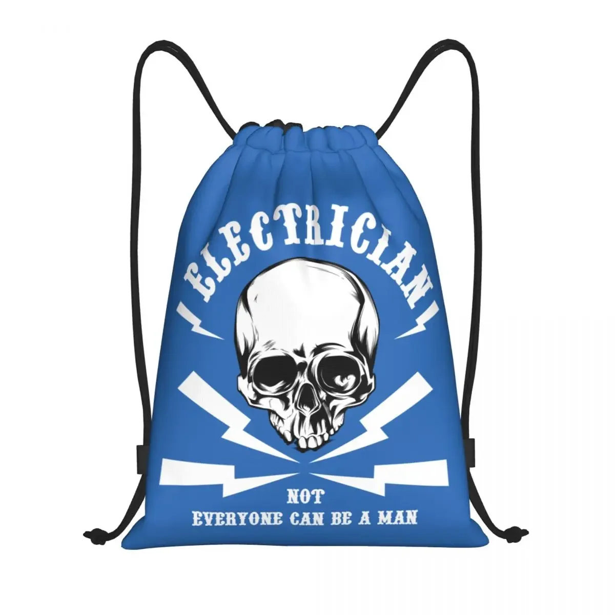 Funny Electrician Skull Gift Drawstring Backpack Sports Gym Bag for Men Women Electrical Engineer Lineman Training Sackpack