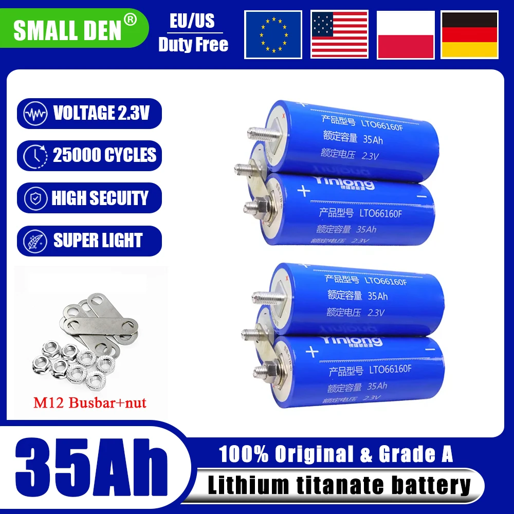 

Grade A 2.3V Yinlong 45AH 40AH 35AH Lithium Titanate Battery LTO66160 10C 12V 24V 48V RV Audio Start Rechargeable Batteries