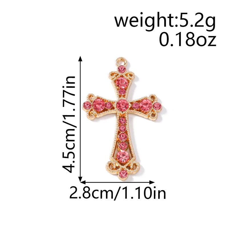 Leslie 10 Stück Große Kristall-Kruzifixe Jesus-Kreuz-Anhänger Steampunk-Kreuz-Anhänger für Schmuckherstellung, Halsketten, Ohrringe, Bastelarbeiten – Detail 2