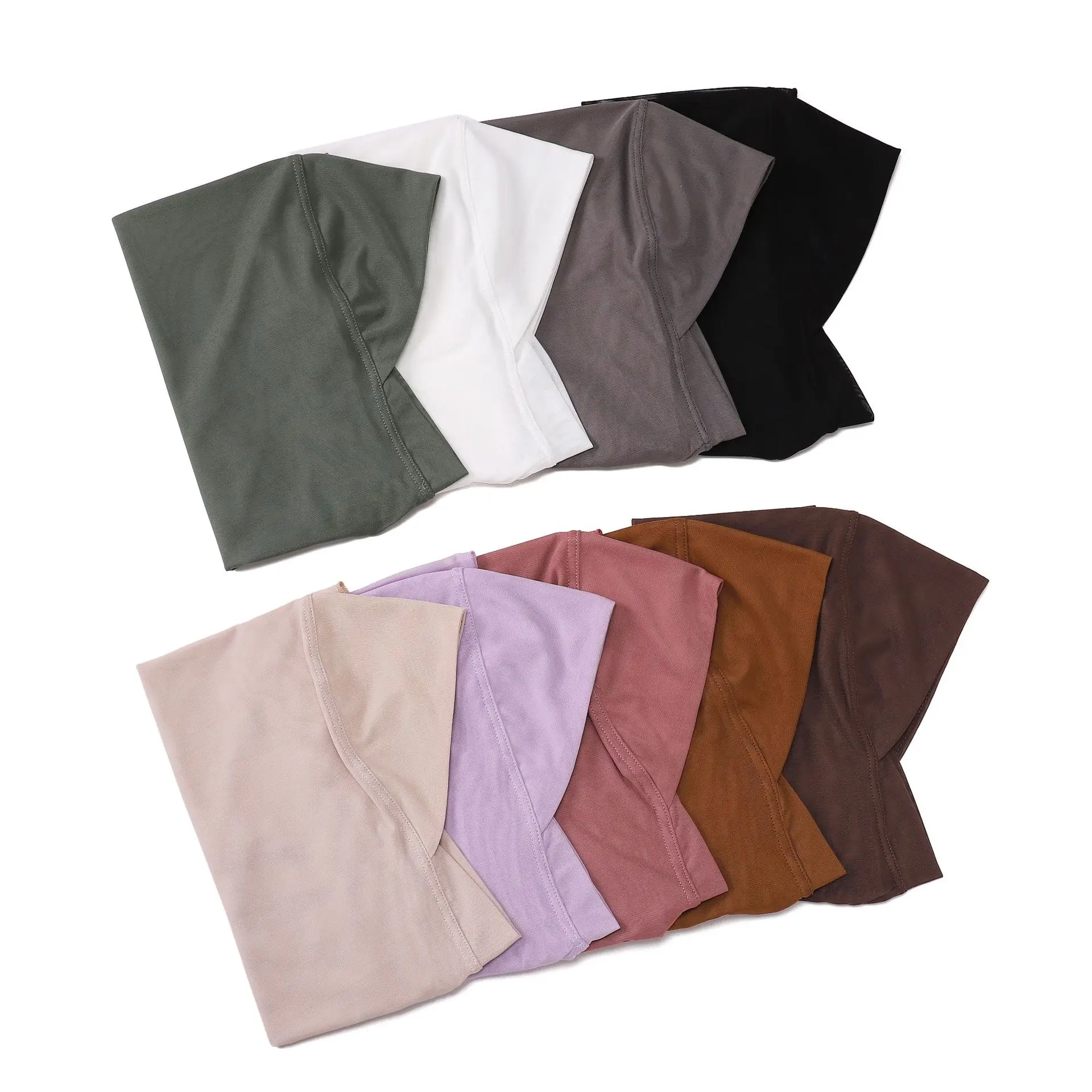 Muslim Women Girls Hijab Mesh Instant Scarf Amira Islam Solid Color Prayer Hijabs Bonnet Head Wrap Pull On Ready Made To Wear