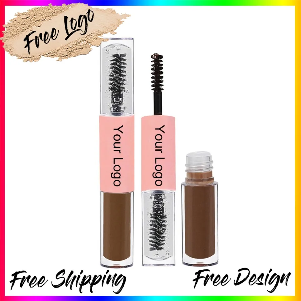 Gel à sourcils transparent 2 en 1, marque privée, teinte imperméable longue durée, crème pour sourcils, maquillage végétalien, Logo personnalisé, vente en gros
