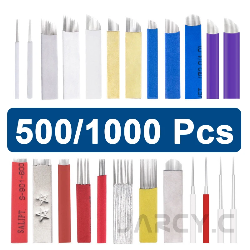 

500/1000pcs Black/white Laminas Nano Tebori Microblading Tattoo Needles 0.18mm Eyebrow Lip Manual Permanent Makeup Needles Blade