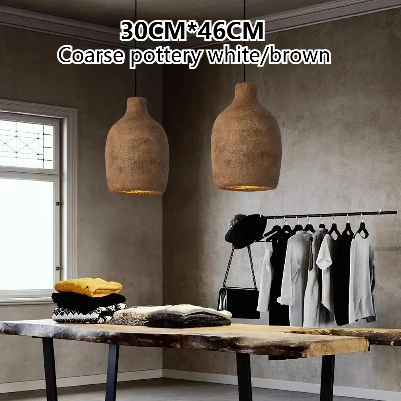 

Coarse Pottery White/Brown Japanese Restaurant Chandelier Lamp Bedside Bedroom Nordic Bar Study Modern Simple Homestay Light