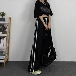 Black casual sweatpants Summer European and American high street straight leg retro hiphop hiphop wide-leg floor-length pants