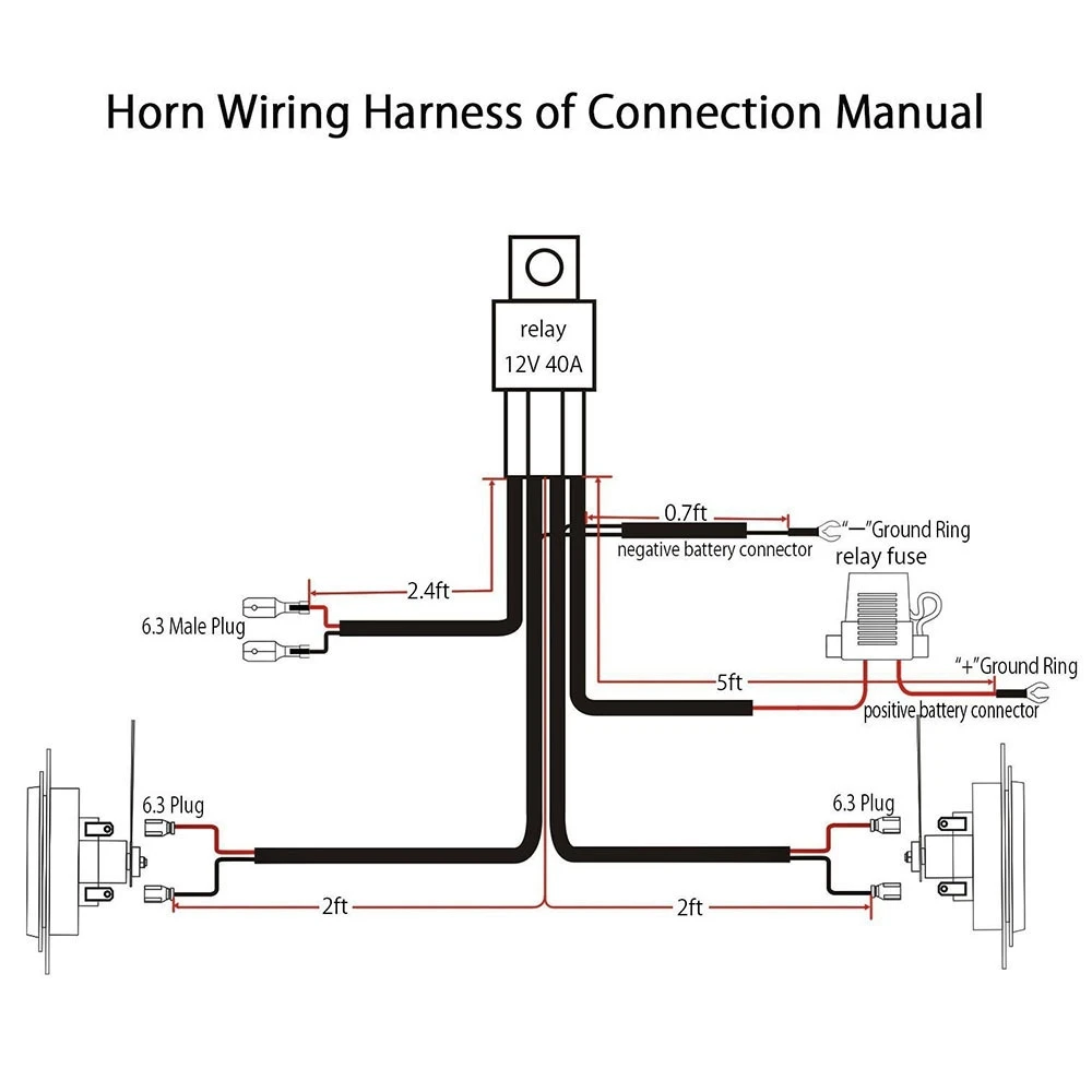 Superior-12V Horn Relay Wiring Harness Kit Grille Mount Blast Tone Horns Wiring Harness Plug For Car Truck Universal Accessories