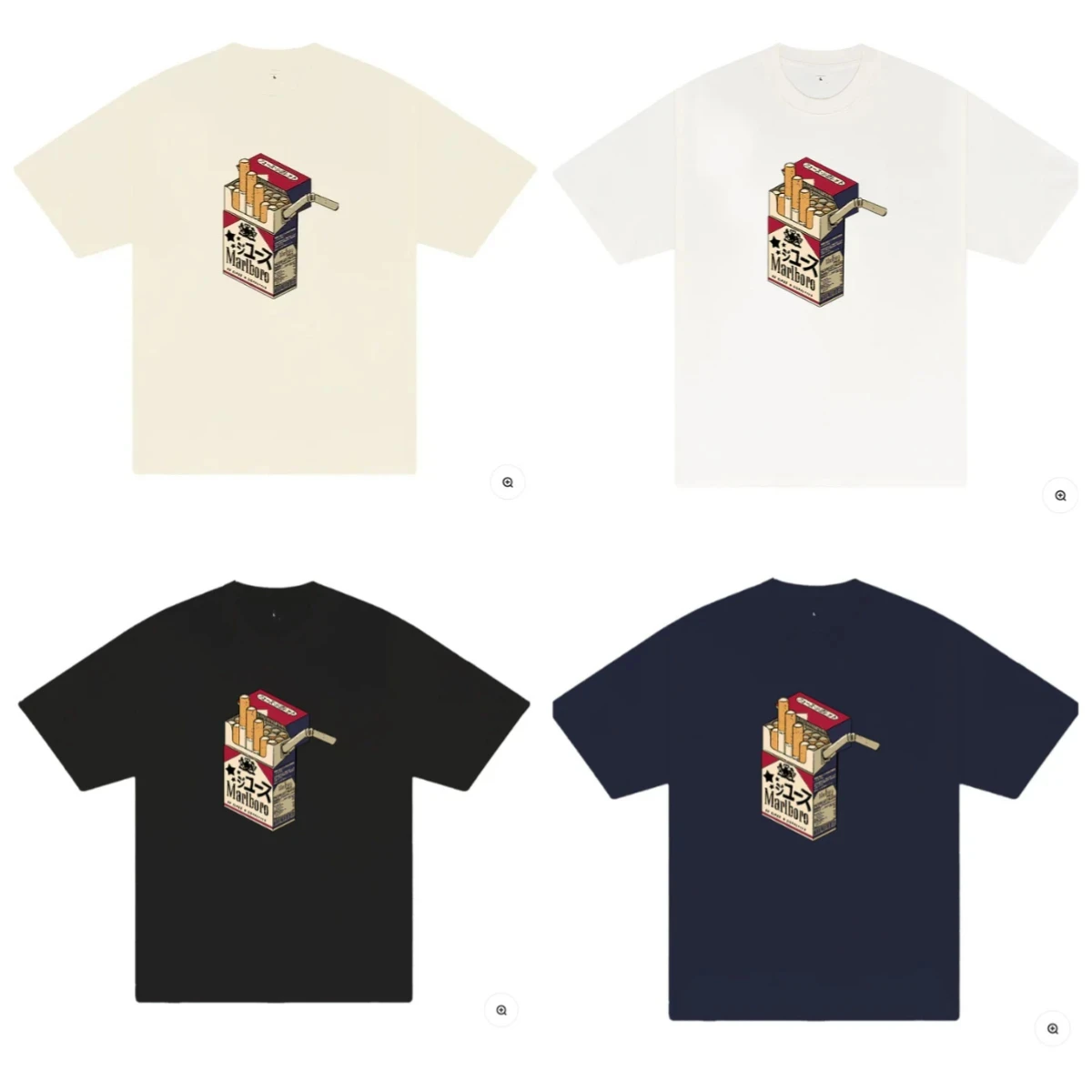 

2025 Cigarette Box Printed Short-sleeved Men's and Women's Trendy T-shirts in An INS Style Pure Cotton T-shirts Summer Popular