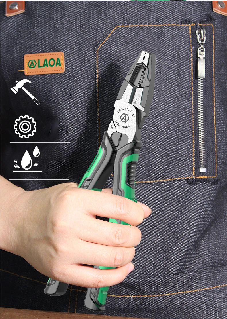 LAOA Professional CRV Multifunktions-Drahtschneider, lange Nase/Diagonalzange für Elektriker mit Abisolierzange – Detail 3