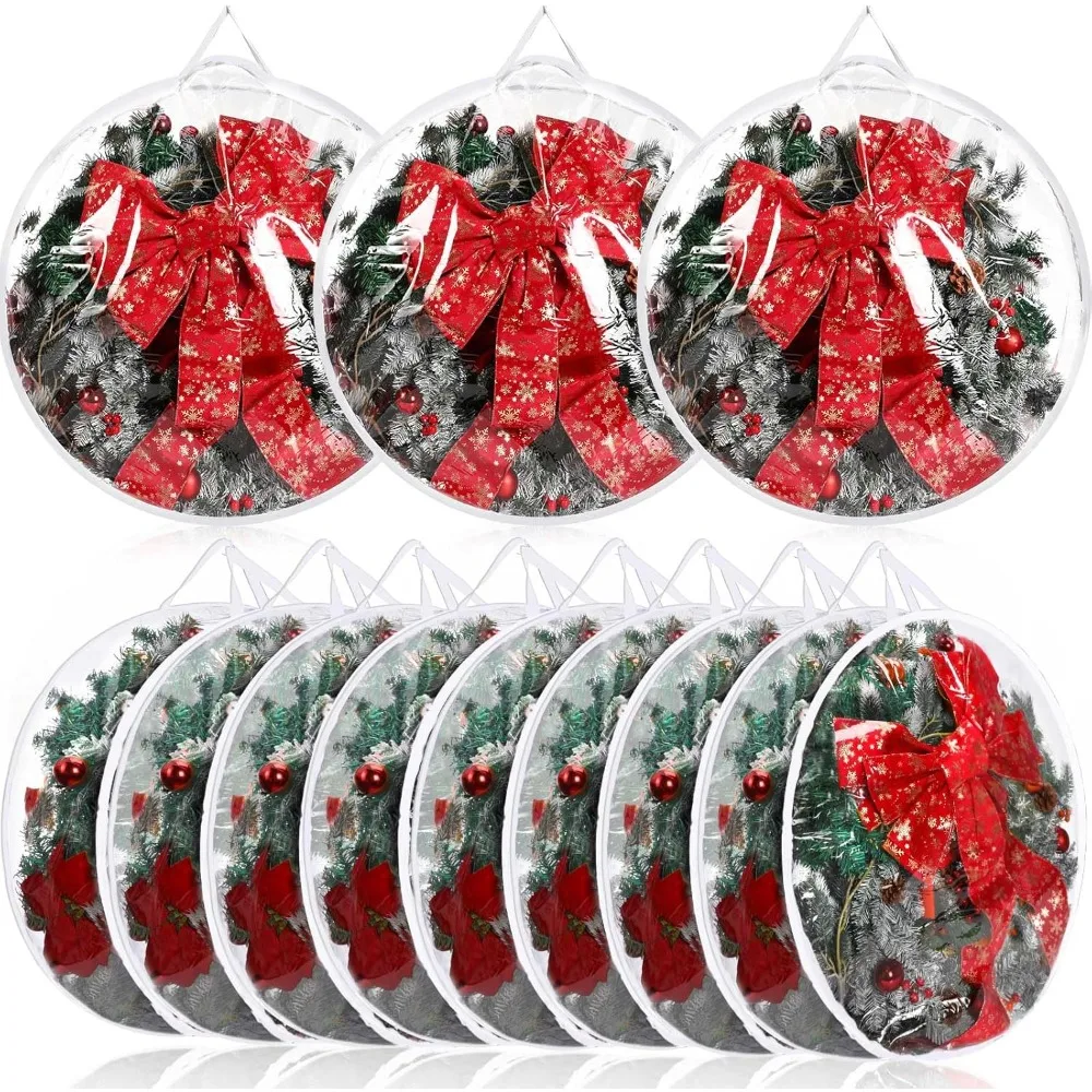 

Storage Box, 9 Pcs Wreath Storages Bag Container, Christmas Storages Bag Artificial Wreath Holder Plastic Bag Storage Box