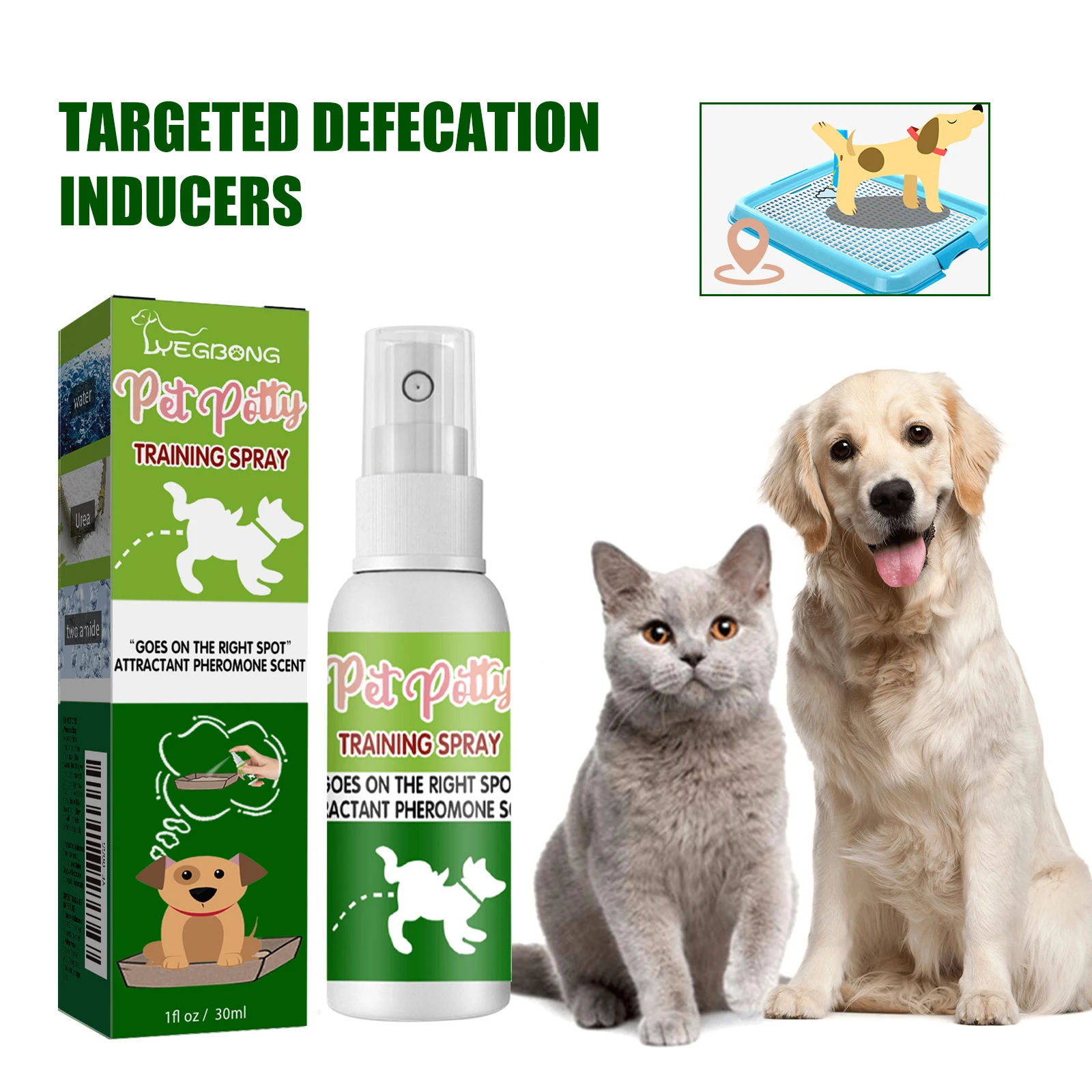Haustier-Toilettentrainingsspray für den Innenbereich, zur Positionierung von Kot- und Urinablässen, Trainer für die Katzentoilette, effektiver Spray zur Erziehung von Hunden und Katzen zur Toilette.