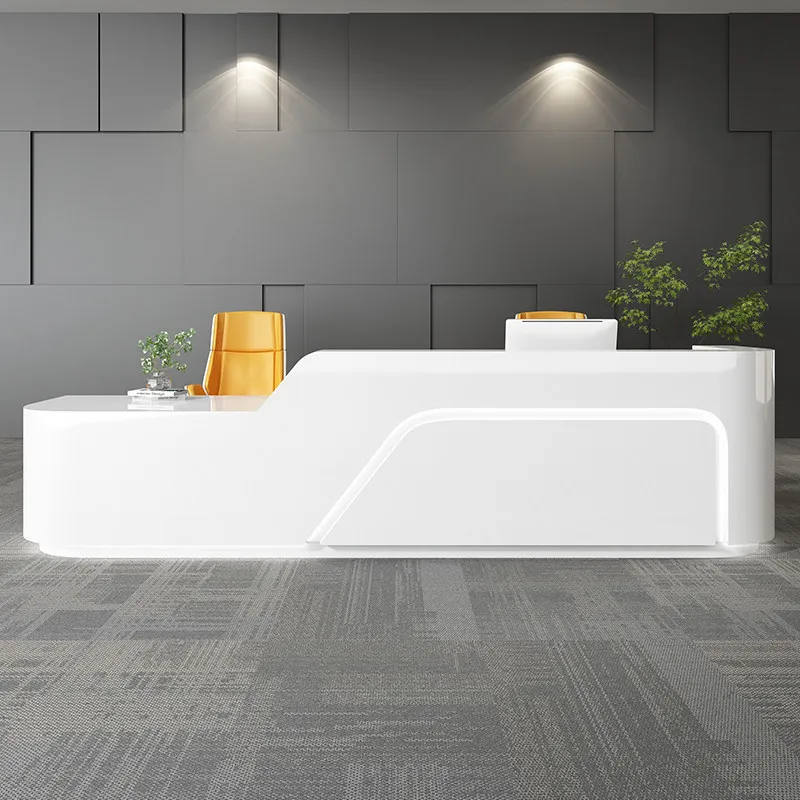 

Paint front desk reception desk company front desk beauty salon counter checkout page simple modern curved brick and mortar