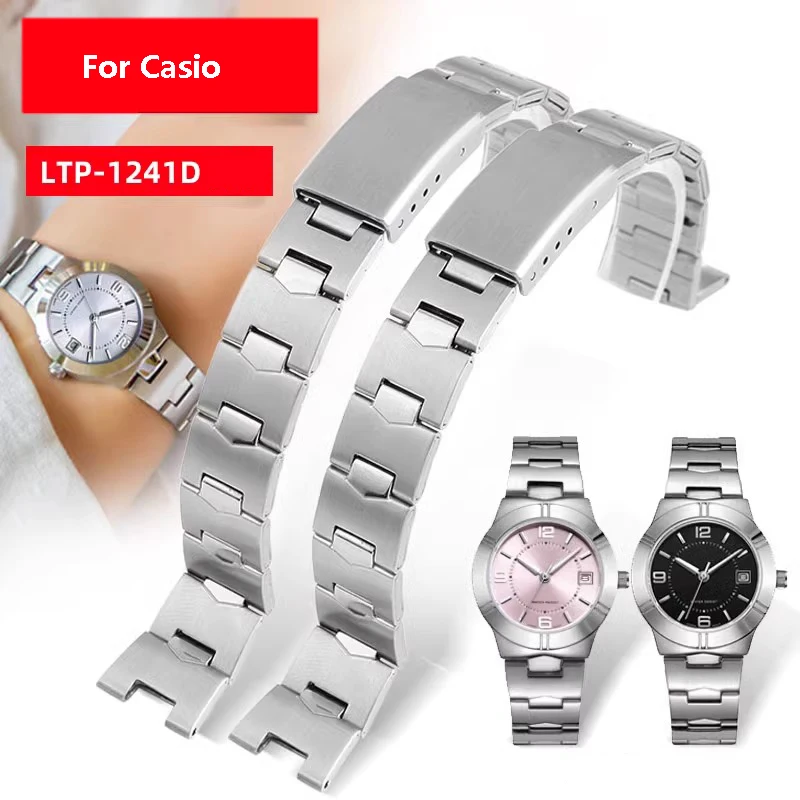 

Women's Student Metal Watch Chain 14mm For Casio Cherry Blossom Series LTP-1241D Stainless Steel Metal Watch Band Female Connect