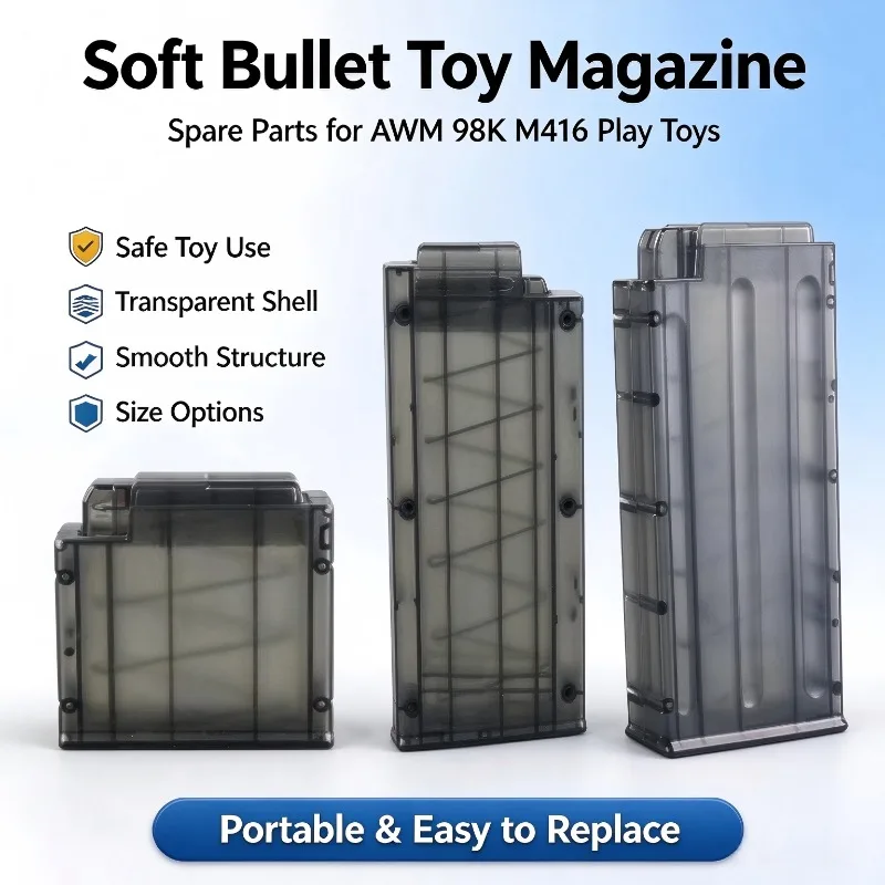 Soft Bullet Toy Eject Shell Magazine Safe Portable Spare Parts Compatible with AWM 98K M416 Toy Guns