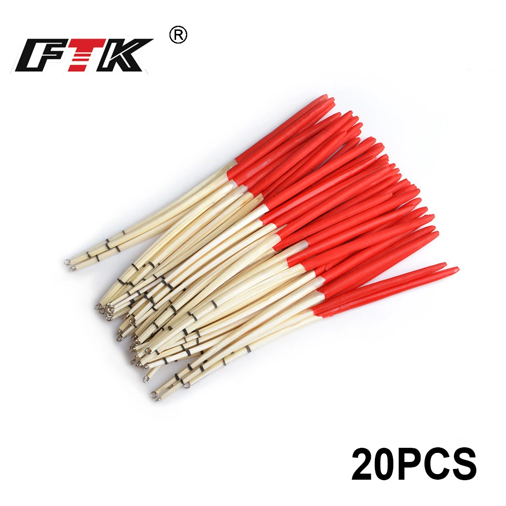 FTK 20PCS Peacock Feather Fishing Float Hard Tail Type Floating Stem Tubes Kits Tackle Accessories High Quality