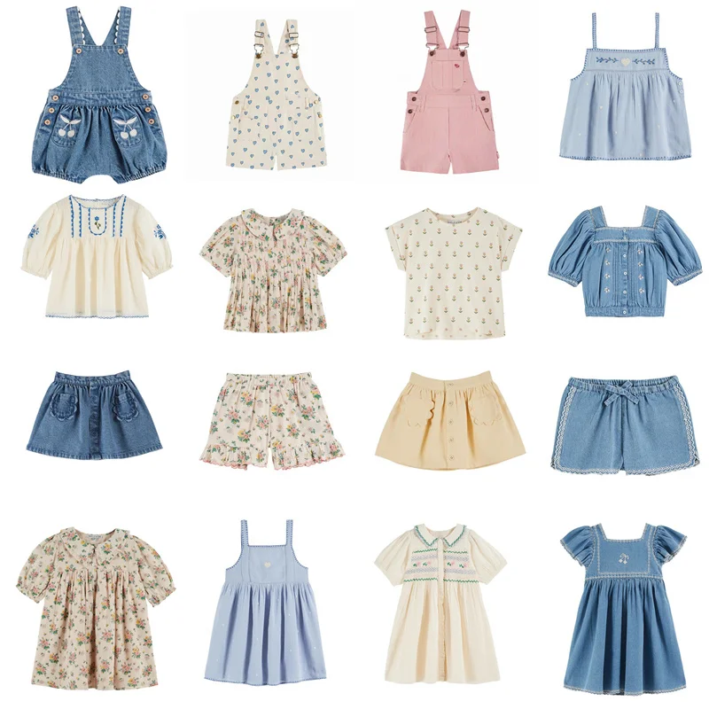 Kids Tee Shirt Outwear 2025 Spring Summer Girl Dress Child Blouse Shorts Fashion Short Sleeve Casual Dresses