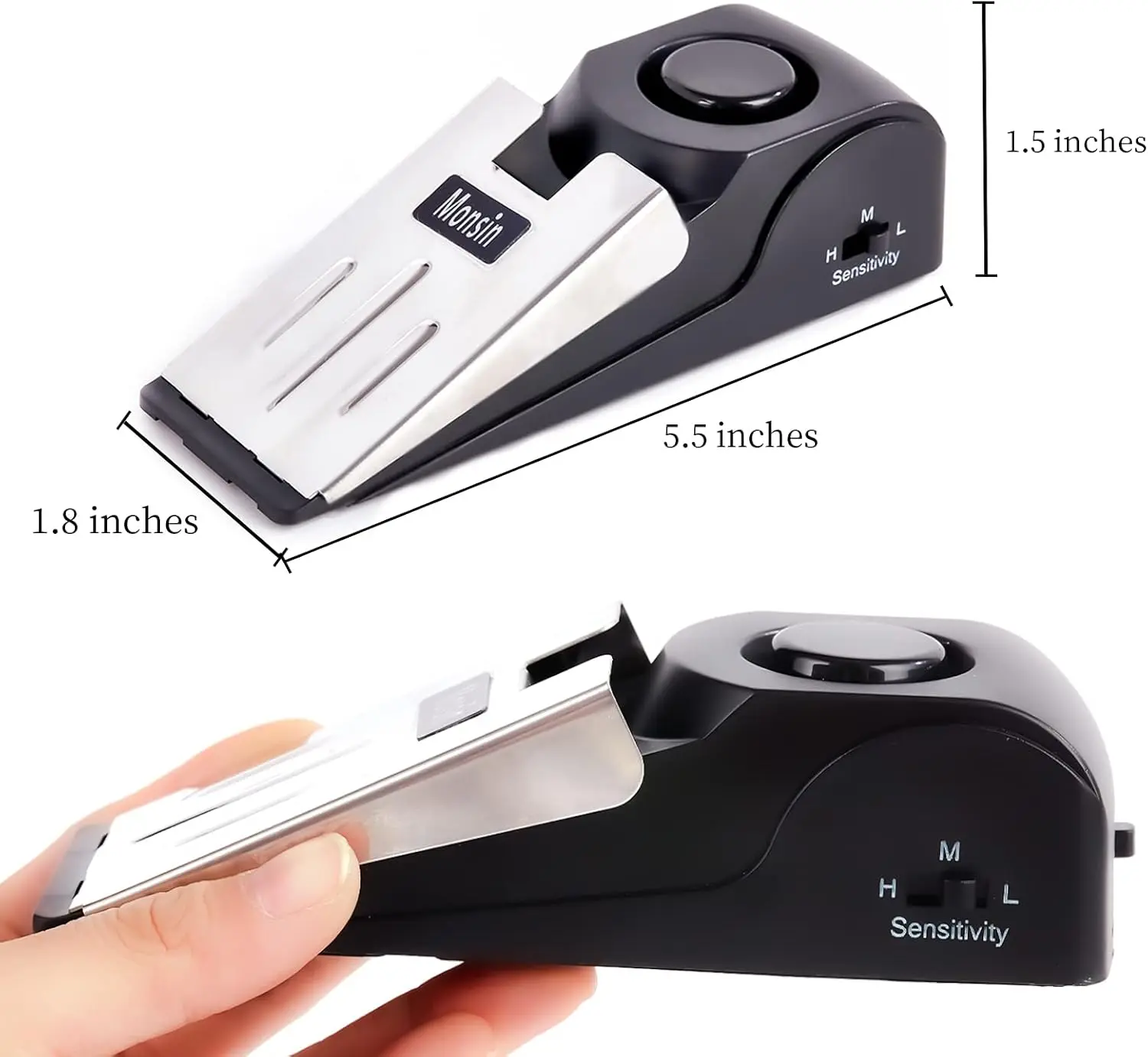 

1pcs Portable Pressure-Activated Door Stop Alarm 120dB Wedge Door Stopper - For Travel, Hotel & Home Security