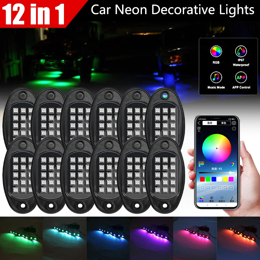 

Automobile Chassis Lamp One Drag Eight Drag Six off-Road Vehicle Colorful Remote Control App Control Ambience Light Four in One