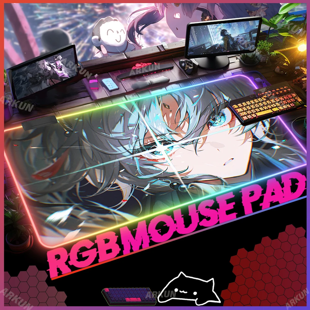 

XXL 90X40 RGB Cute Pretty Hot Cool FeiXiao Fashion Video Game Honkai Star Rail Kawaii Mouse Pad Gaming LED Large Backlight Mat