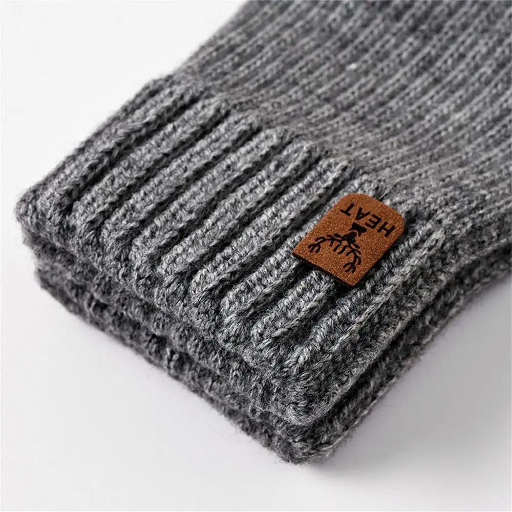 Fashion Knitting Warm Gloves Thicken Solid Color Knitted Mittens Elastic Touch Screen Half Finger Gloves for Autumn Winter