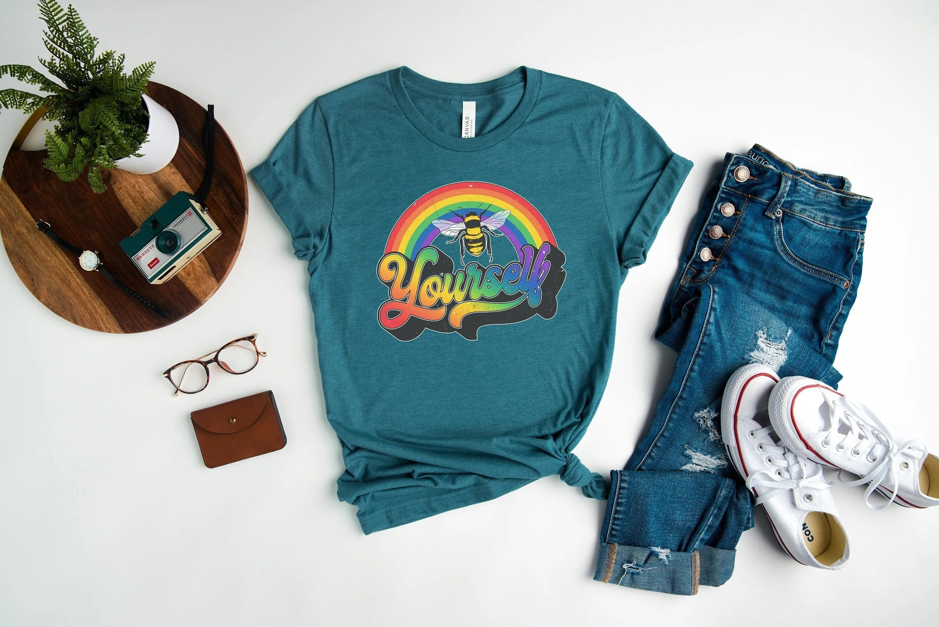 

Bee Yourself Retro T Shirt Lgbtq Equality Gay Rights Pride Montht Rainbow Human Queer