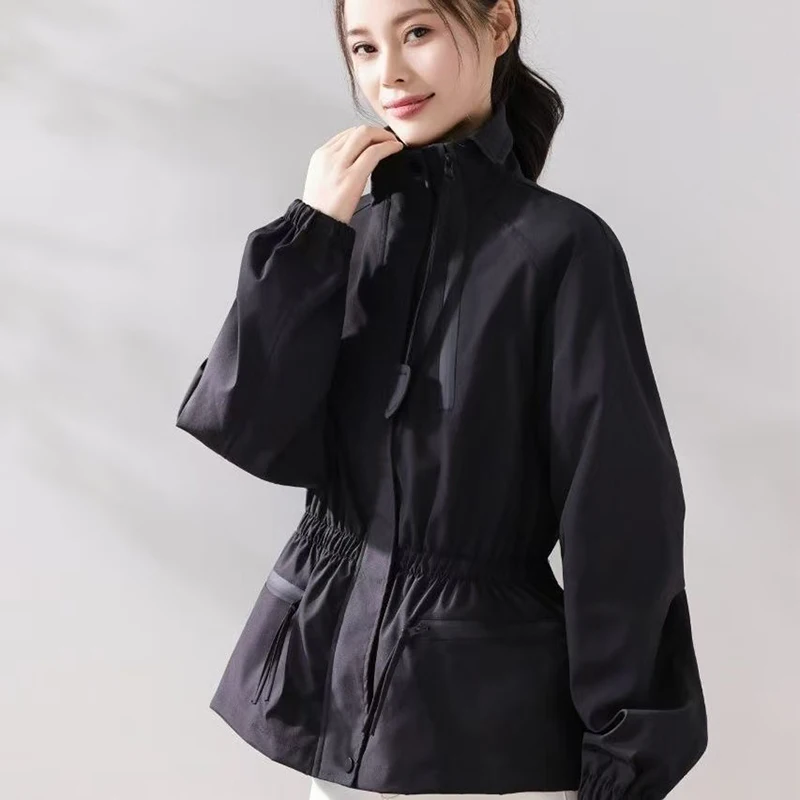 Damski trencz 2025 jesień temperamentna moda taliowany długi rękaw odzież wierzchnia damska casual uniwersalny płaszcz przeciwdeszczowy damski top