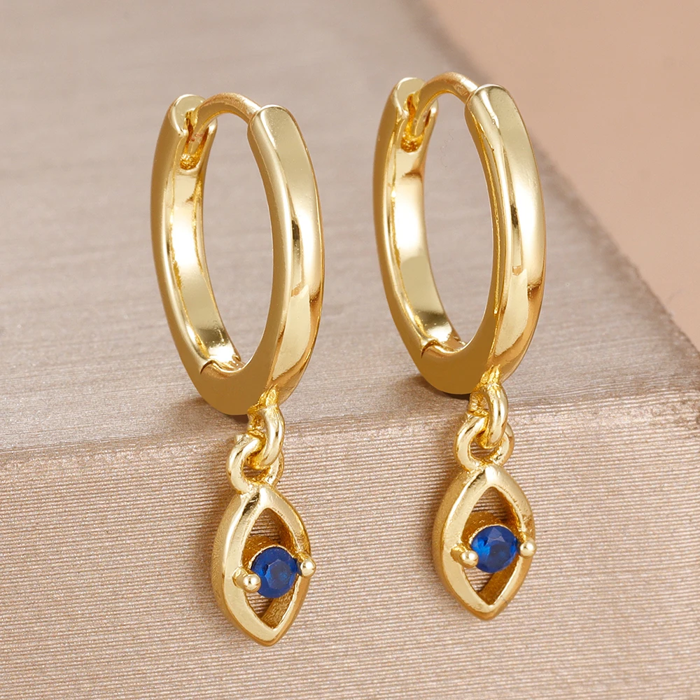 1 Pair Luxury Fashion Blue Zircon Evil Eye Hoop Earrings Cute Small Piercing Cartilage Stud Earrings For Women Korean Jewelry - view 5