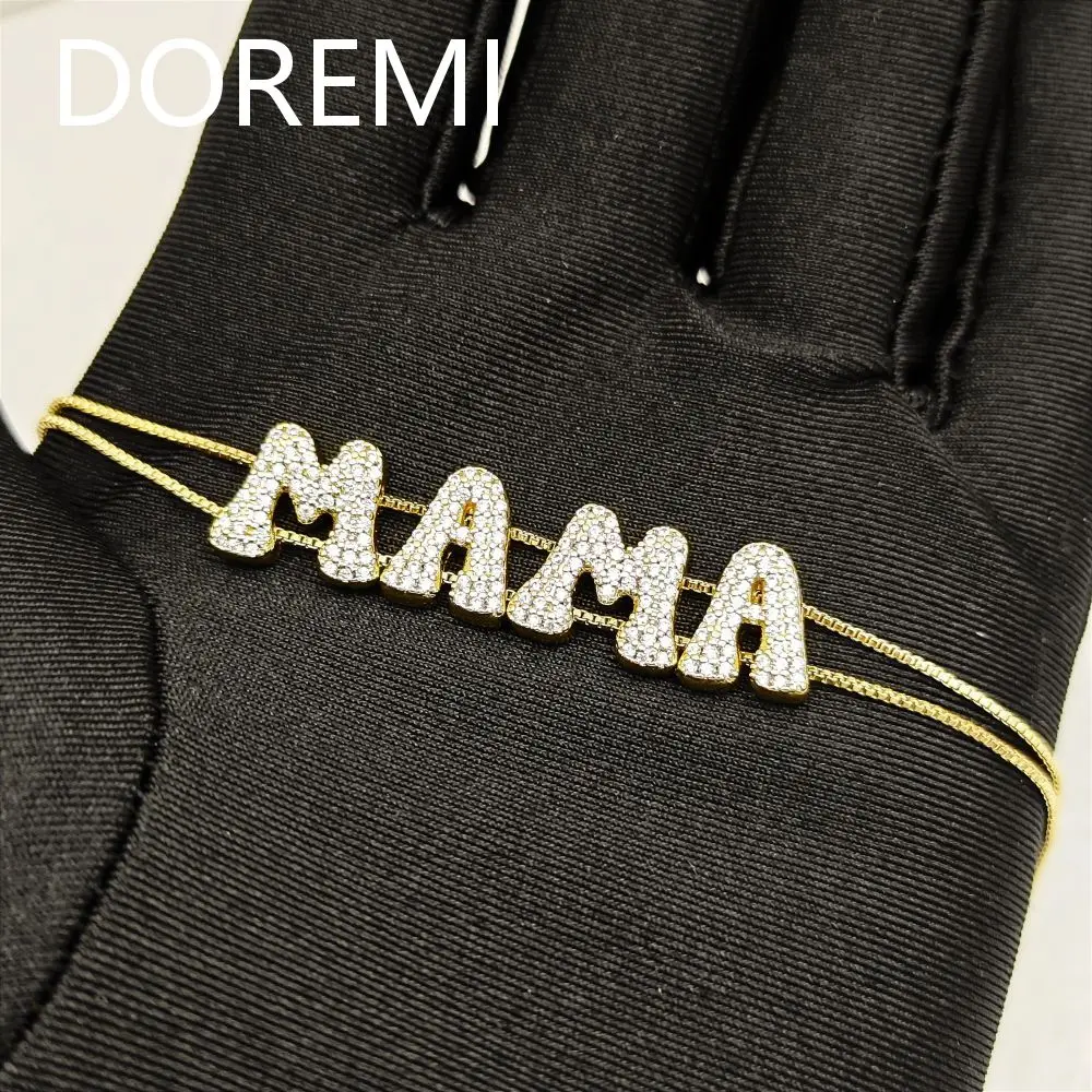 Lateefah Women's Custom Crystal Slide Charm Balloon Letter Necklace 3D Bubble Name Custom Gold Diamond Thick First Letter Neckla