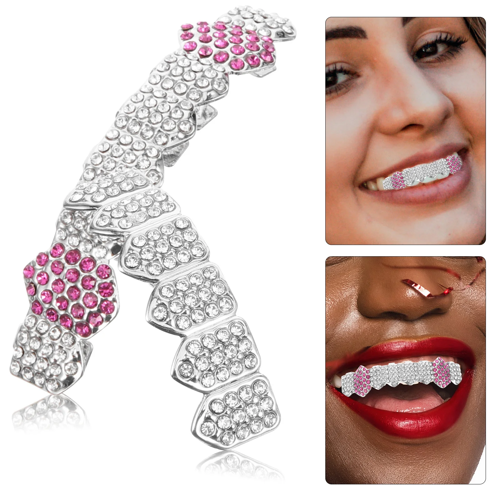 

1Set Hip Hop Teeth Grills Metal Braces Decorative Mouth Grill for Rapper Costume Party Accessories Grill Teeth