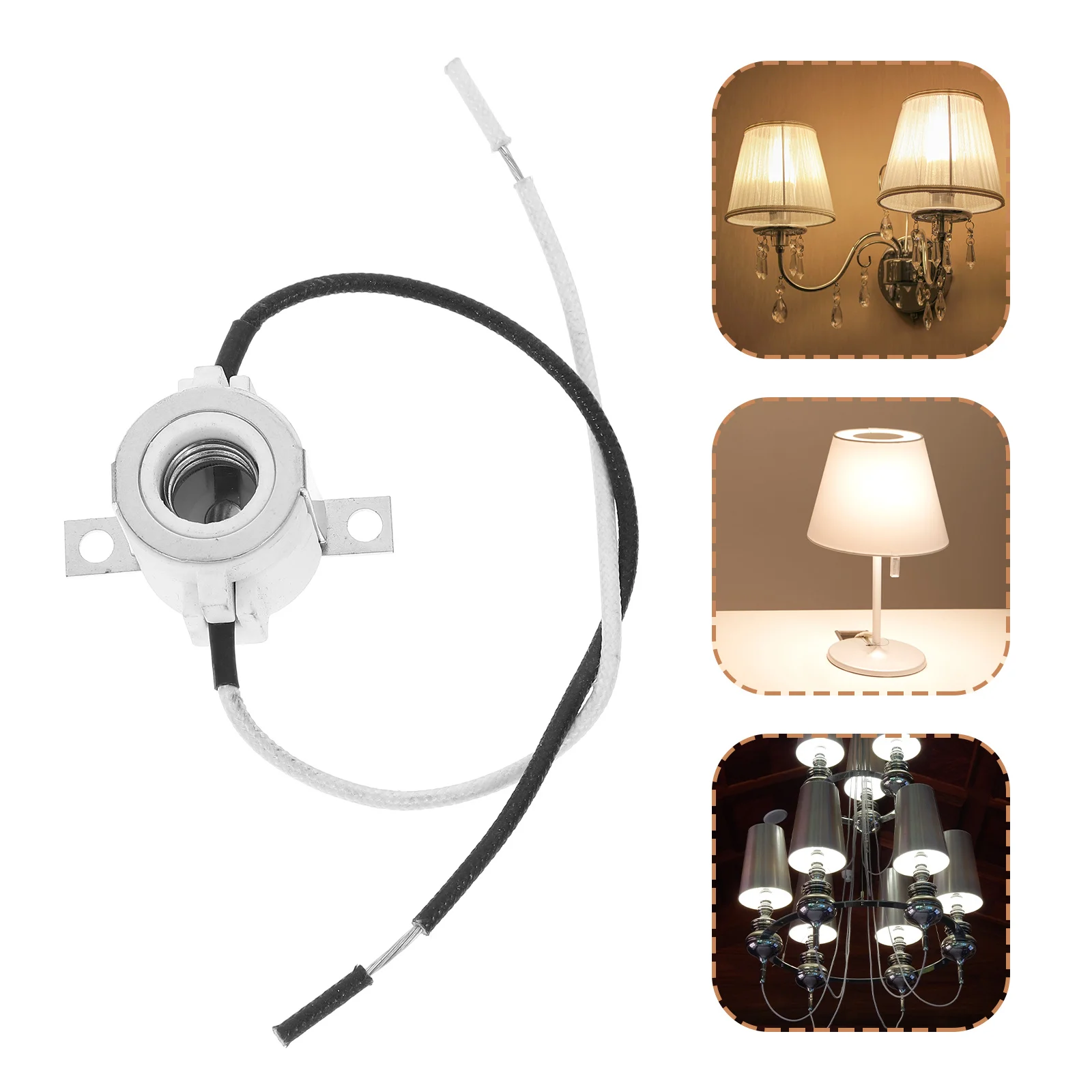 

Ceramic Light Socket Heavy Duty Screw Base with Wire Leads Bracket for Pendant Lamp Replacement Industrial Mounted Bulb