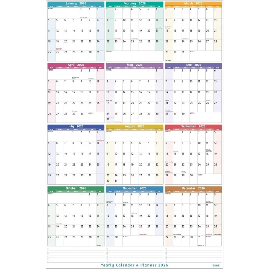 

2026 Yearly Wall Calendar - Large Yearly Calendar 2026 Jan 2026 - Dec 2026 25.2'' x 38.2'' Open 2026 Calendar 12 Months Yearly
