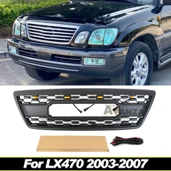Front Grill W/light Fit For 2003-2007 LEXUS LX470 LX570 Black Grille