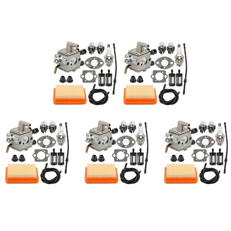 5X Carburetor Air Filter Bulb Fuel Repower Kit Fit For Stihl FS120 FS200 FS250 FS300 FS350 FR450 String Trimmer