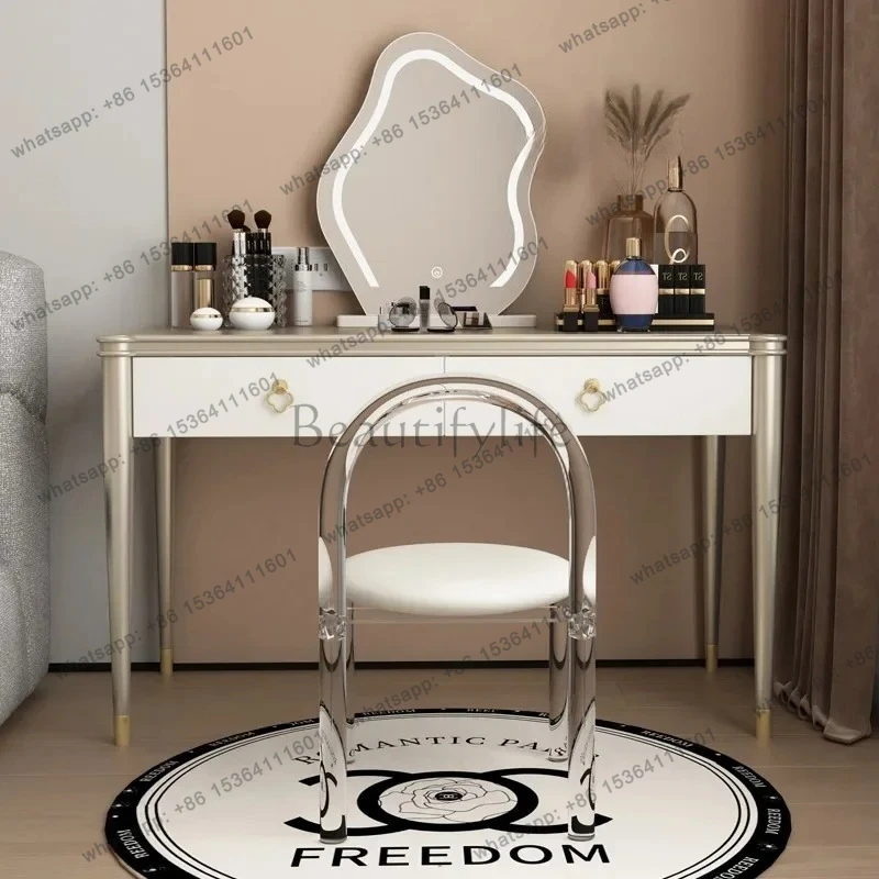 

yj5 French cream style solid wood dresser bedroom modern desk light luxury small apartment makeup table