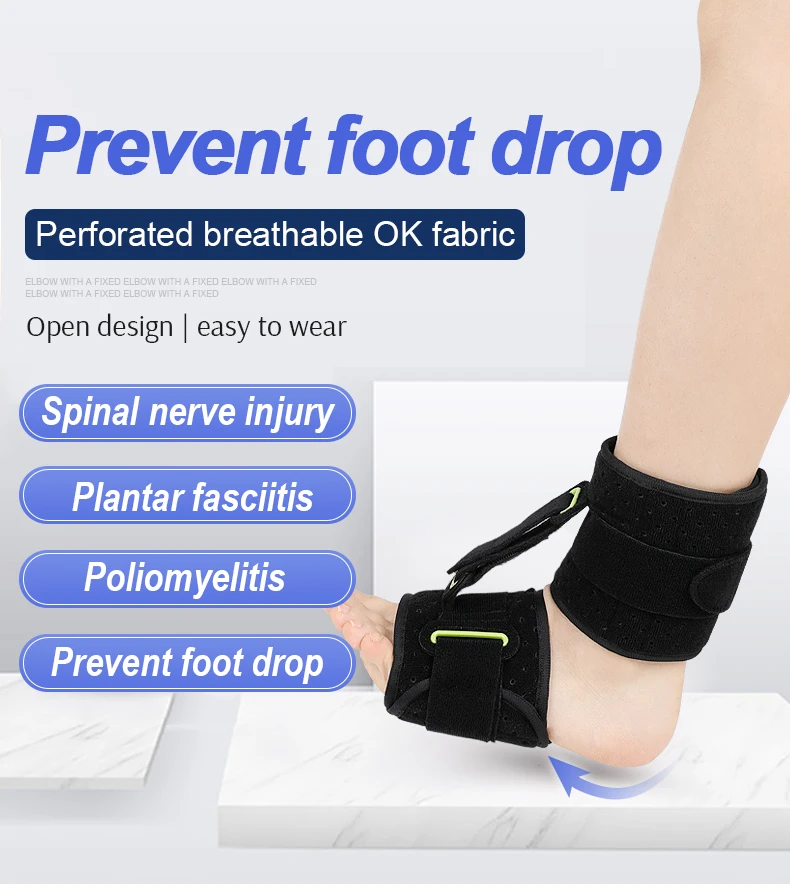 Adjustable Drop Foot Brace Foot Up AFO Brace Unisex Fits for Right/Left Foot Orthosis Ankle Brace Support, Improve Walking Gait