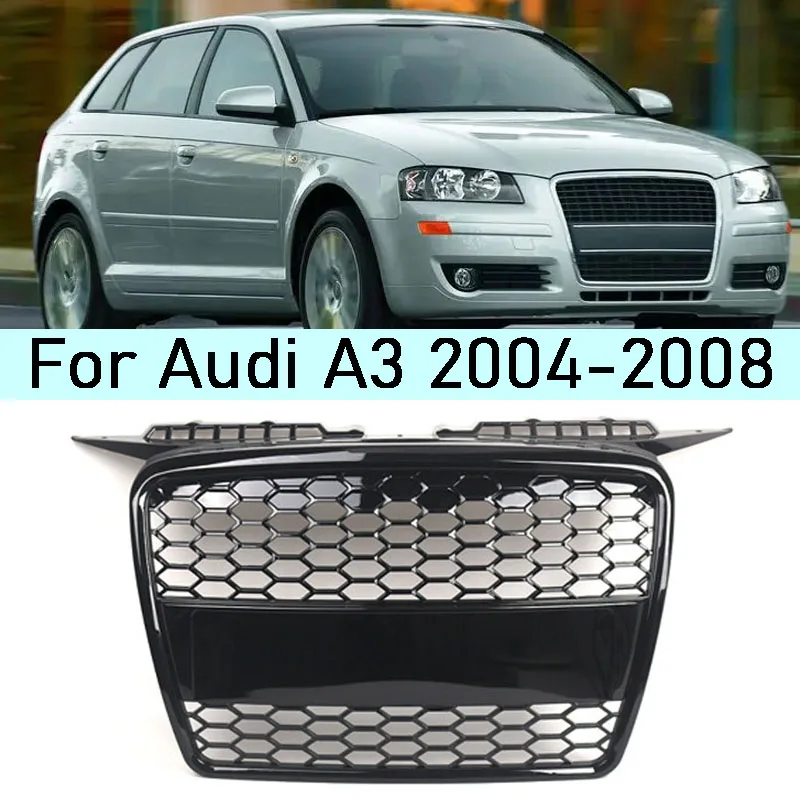 

Решетка для переднего бампера автомобиля, сотовый радиатор для Audi A3 2004-2008, ABS глянцевые черные гоночные решетки 8P4853651A, аксессуары