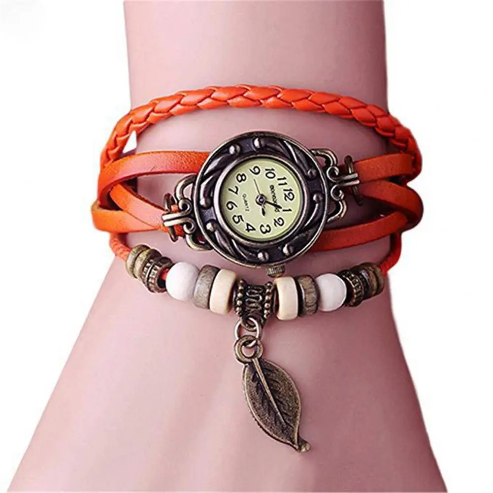 Vintage Bracelet Watch Quartz Watch For Women Retro Decorative Engraved Leaf Women Watch Fashion Quartz Wristwatches