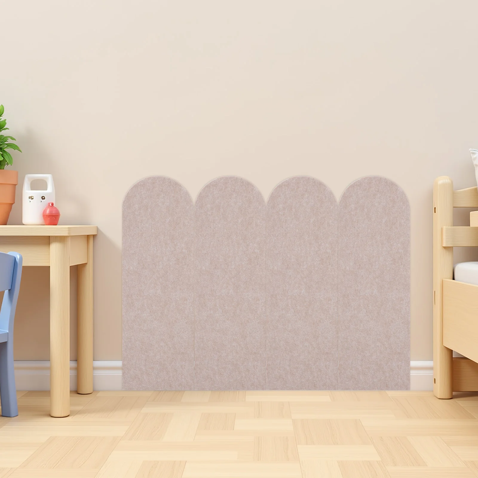 

6 Pcs Anti-collision Soft Wall Sticker Child-friendly Padding Decorative Khaki Polyester Fiber Felt Board 3d