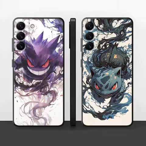 Silicone Case for Samsung Galaxy A54 A52 A14 A53 A23 A71 A34 A51 A33 A21s A32 A15 A22 A55 A24 Phone Cover Anime Pokemon G-Gengar