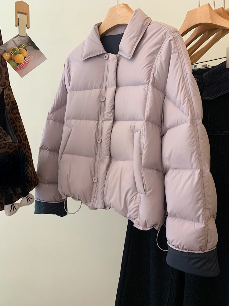 

Korean Sle Color Blo oulder Wrap Warm Cotton Jaet Women's Faionable Autumn Winter ort Bread Sle Cotton Coat