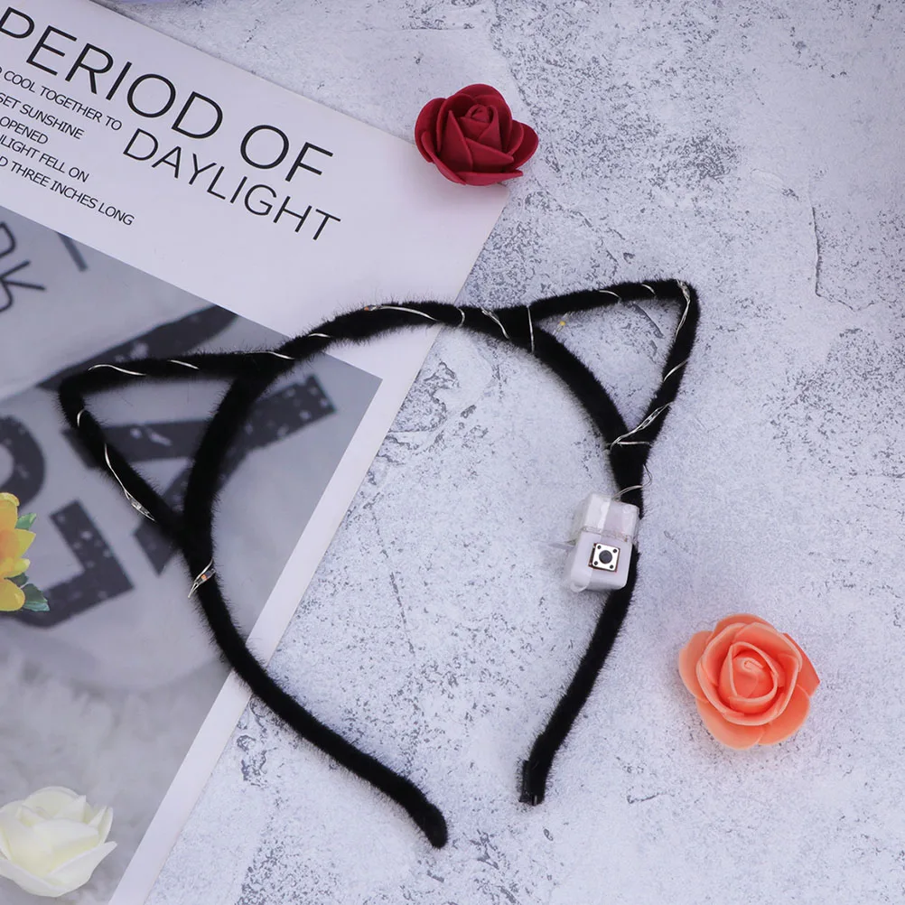 

4pcs Luminous Cat Ears Hairband Adorable Cartoon Plastic Headwear for Cosplay Party Stage Kids Adults Festival