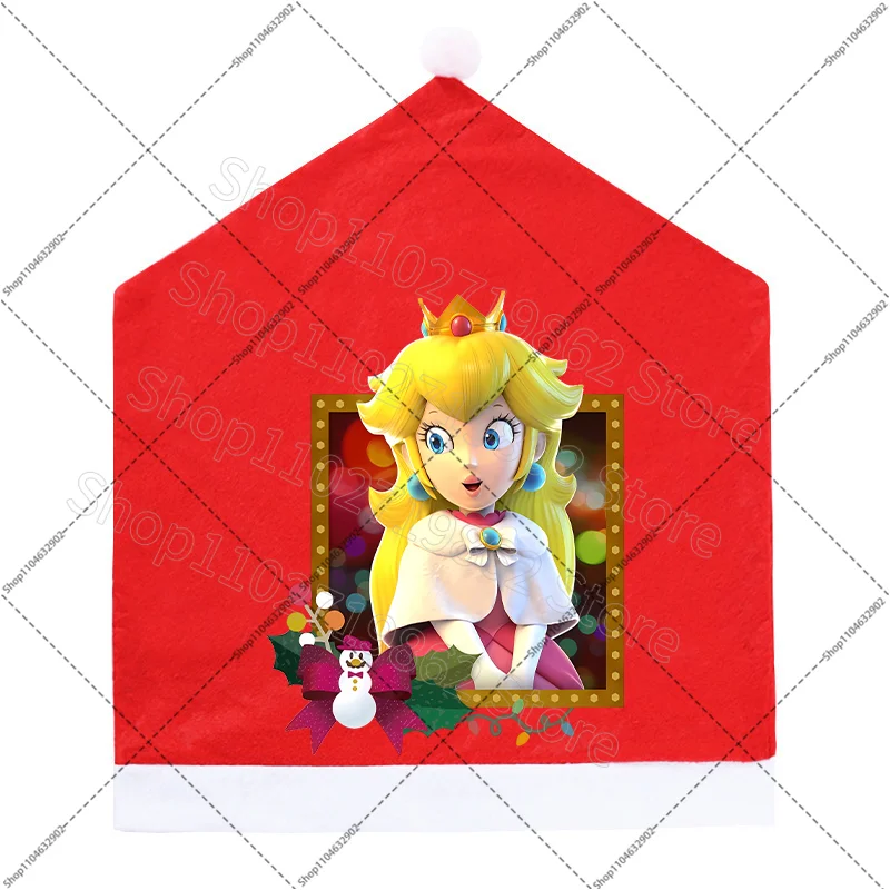 سوبر ماريو بروس عيد الميلاد كرسي يغطي الأميرة الخوخ لويجي 2026 السنة الجديدة عشاء حفلة ديكور المنزل عيد الميلاد غرفة المعيشة زينة