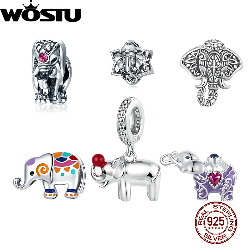 

WOSTU 925 Sterling Silver Elephant Pendant for Women Birthday Party Gift Fine Jewelry