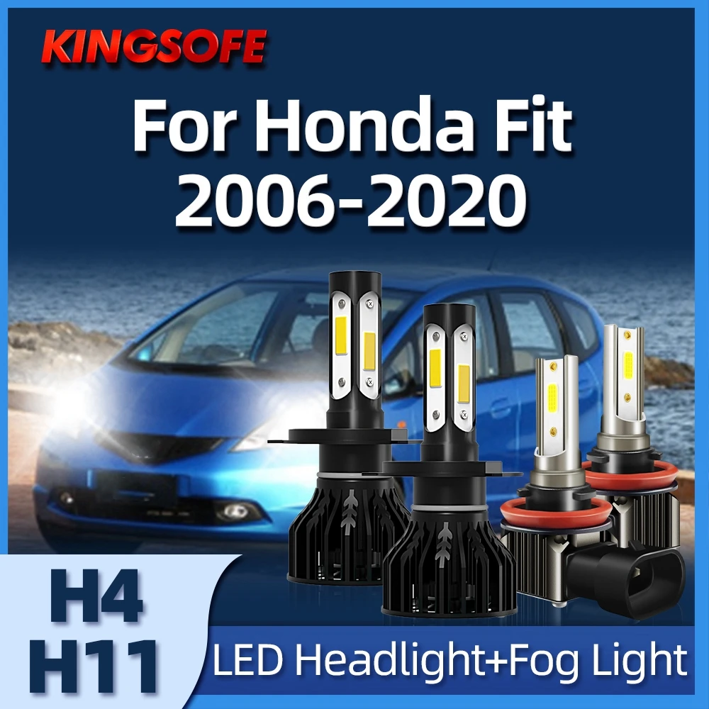 

KINGSOFE 2/4PCS LED Headlight H4 Fog Lamp H11 6000K Fit For Honda Fit 2006-2010 2011 2012 2013 2014 2015 2016 2017 2018 20192020